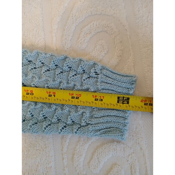 VTG BRITISH VOGUE CARDIGAN SWEATER WOMENS SMALL BLUE KNIT LACED BUTTON UP - Picture 14 of 16